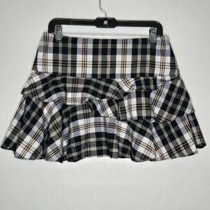 Y2K RUGBY Ralph Lauren Plaid Tiered Ruffle Mini Skirt Size 4 Academia Preppy